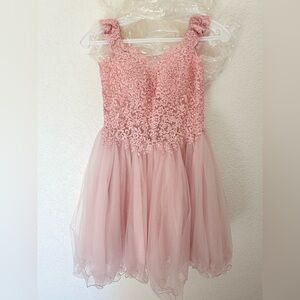 Dancing Queen Pink Lace Formal Dress